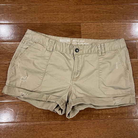 Mossimo Supply Co. Women's Mid Rise Khaki Tan Shorts Size 12 - Picture 1 of 6